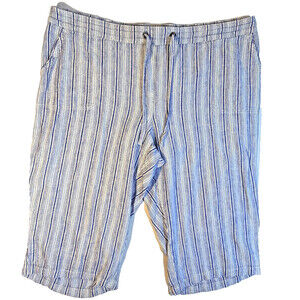 Per Se Blue Garbadine Stripe Bermuda Shorts Women's 2X Lounge Sleep Resort Beach